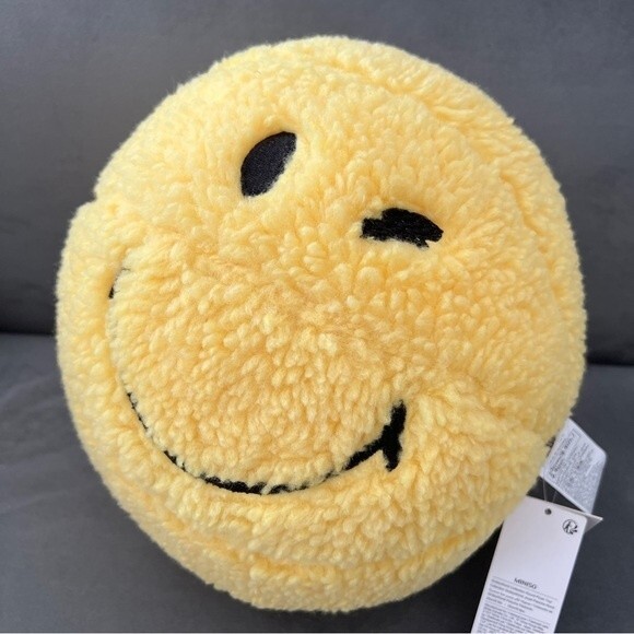 Yellow Smiley Wink Face Plush Basketball - Picture 2 of 6
